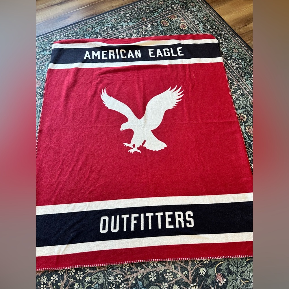 American Eagle Blanket Fleece Logo Red Blue 2015 Throw Blanket 48" x 56"